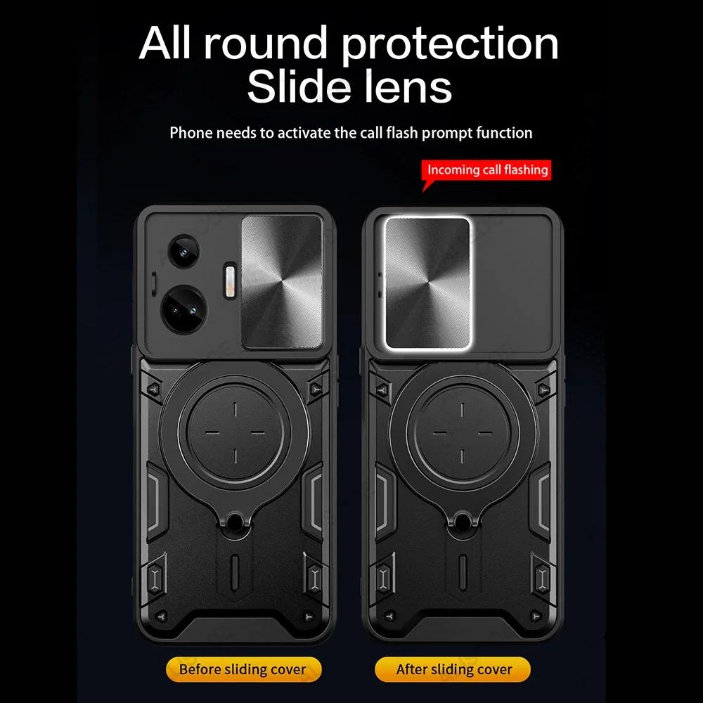 Funda for Realme GT Neo 5 Case Slide Camera Lens Magnetic Stand Protection Cover for OPPO Realme GT Neo 5 Capa