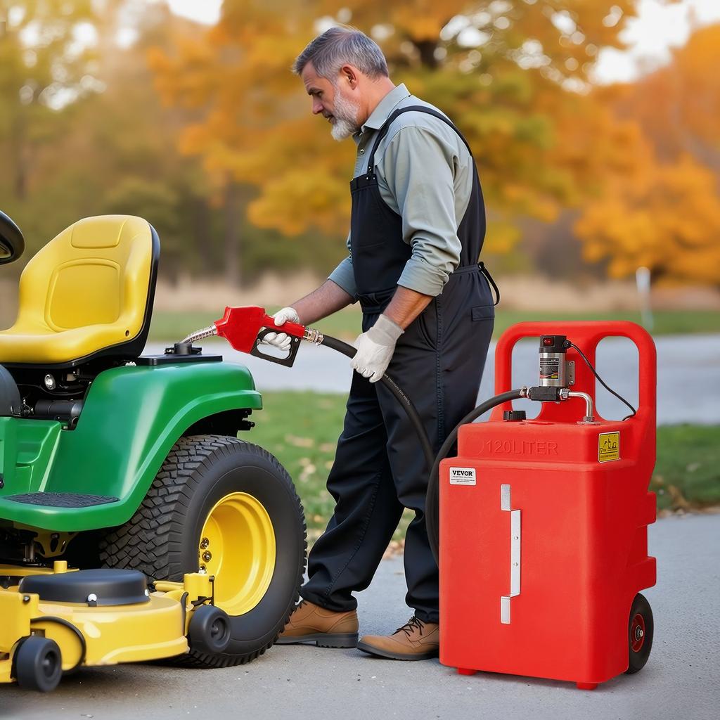 VEVOR Diesel Transfer Tank, 32 Gallon, Portable Kerosene Tank with 12V DC 10GPM Electric Transfer Pump, 13 Ft Delivery Hose & Self-sealing Nozzle