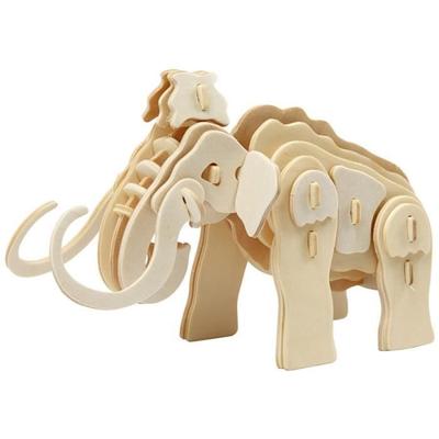 3D-pussel i trä - Mammut - 19 x 8,5 x 11 cm - Självmontering - Mindre än 100 bitar
