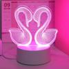 1PC Swan 3D Night Light, USB Monochrome Pink Desk Lamp, Christmas Gift Light, Home Bedroom Decoration, Atmosphere Light