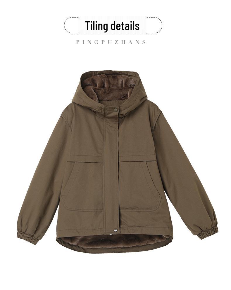 Women's 2024 Winter Fleece-Lined Thick Parka Coat – Short, Loose-Fit, Casual Cotton Jacket for Middle-Aged Moms