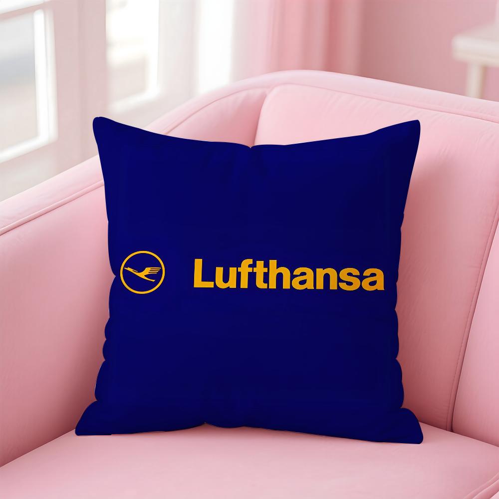 Deutsche Lufthansa German Airlines Pillow Case Anti-dustmite Pillowcase Invisible zipper silky short plush Sofa cushion cover