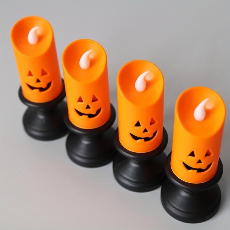 12 Pcs Halloween Pumpkin Lantern Hollow LED Simulation Candlestick Night Lights. Create a Spooky Atmosphere for Ghost Festival