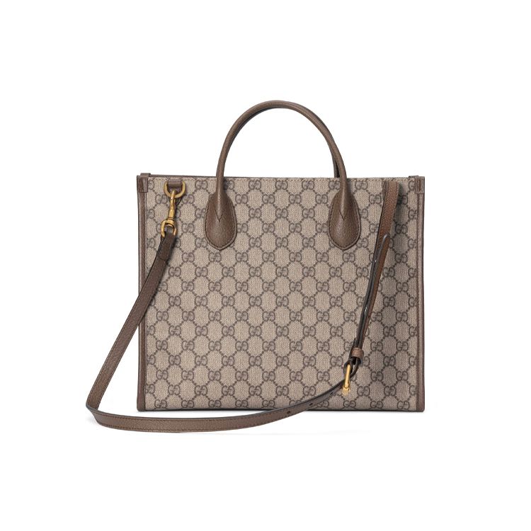 Gucci X Disney Donald Duck Print Large Capacity Canvas And Leather Tote Bag Men Tote Bags Ebony 648134-2N0AT-8679
