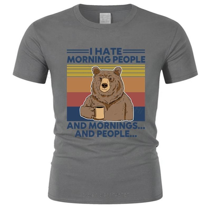 Funny Top Tees Mens Tshirt Mens Luxury Cotton T Shirt Bear That's What I Do Drink Coffee Hate People Know Things Vintage Neck