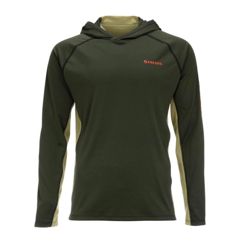 Simms Angler Langarm Kapuzen-Sonnenschutzhemd Herren Outdoor Angeln UV-beständig Schnelltrocknendes Oberteil