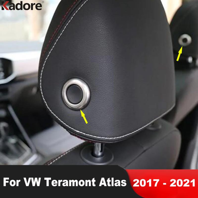 Car Seat Headrest Adjust Switch Button Cover Trim For Volkswage VW Teramont Atlas 2017- Carbon Fiber Interior Accessories