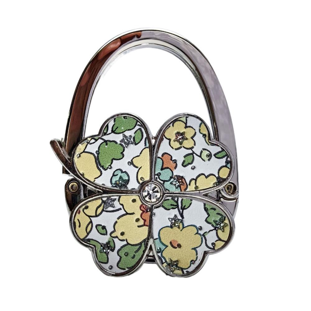 Durable Four Leaf Clover Handbag Hook Flowers Foldable Purse Hanger Creative Pretty Purse Holder for Table