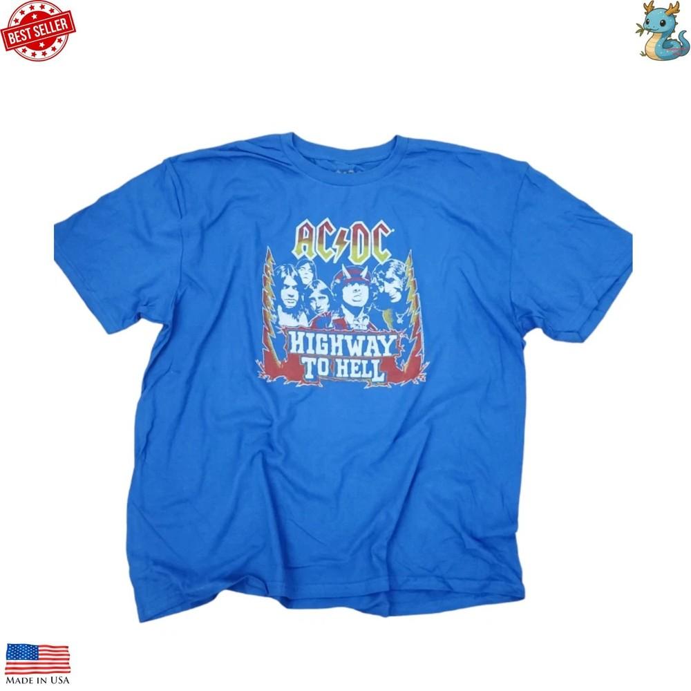ACDC Highway To Hell Reprint Shirt 70s Rock Band Retro Graphic Tee Unisex T-Shirt M