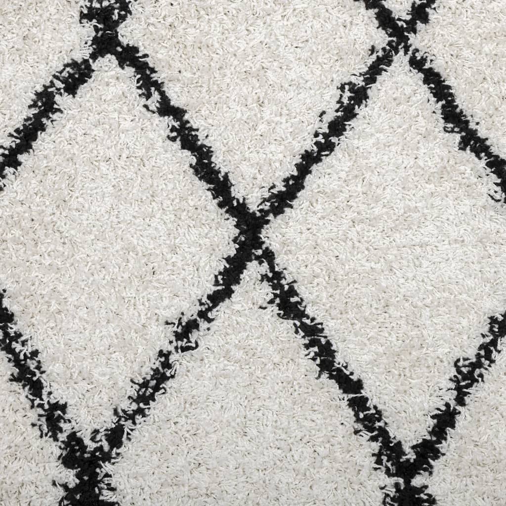 Shaggy Rug High Pile Modern Cream and Black Ø 280 cm