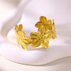 Bracciali Aperti Chunky con Fiori per Donna Acciaio Inossidabile Impermeabile Fiori Bracciale Largo Gioielli per Mano da Festa Matrimonio Regalo Elegante