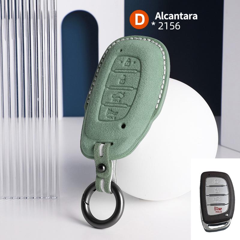For Hyundai Tucson Santa Fe Rena Sonata Elantra Creta I10 I30 I40 Accessories 4 Button Suede Car Smart Key Case Cover Shell