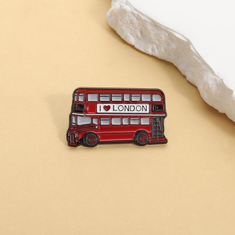 British Souvenir Enamel Pin Red Double Layer Bus Brooch Alloy Accessory For Jacket Backpack Fashion Jewelry