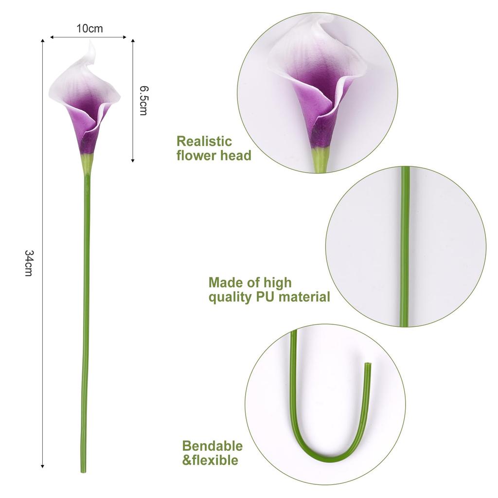 5PCS Artificial Calla Lily Flowers Faux PU Fake Flowers for Weddings Photography Props DIY Bridal Bouquets Home Room Party Decor