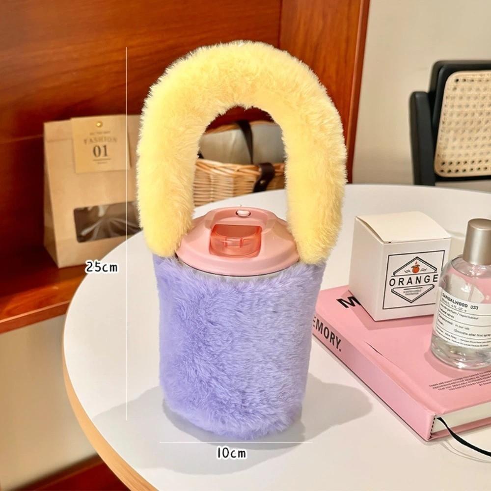 

Термостійкий чохол для пляшки/чашки, портативний чохол для термоса, милий плюшевий чохол для чашки, пляшки/чашки фіолетовий