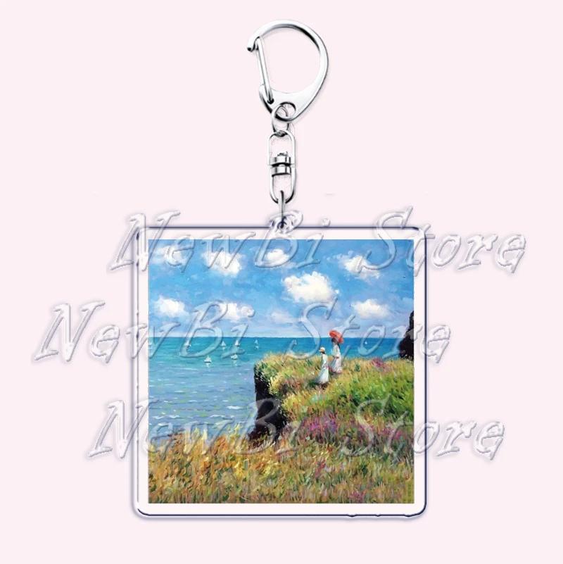 

Hot Impressionism Art Keychain for Accessories Bag Van Gogh Monet Mona Lis Oil Painting Pendant Chain Ring Keyring Jewelry Gifts