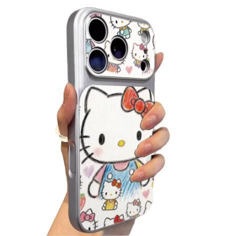 Applicable to iphone11pro mobile phone case painted big head Hello Kitty iPhone11 2-in-1 lambskin 11