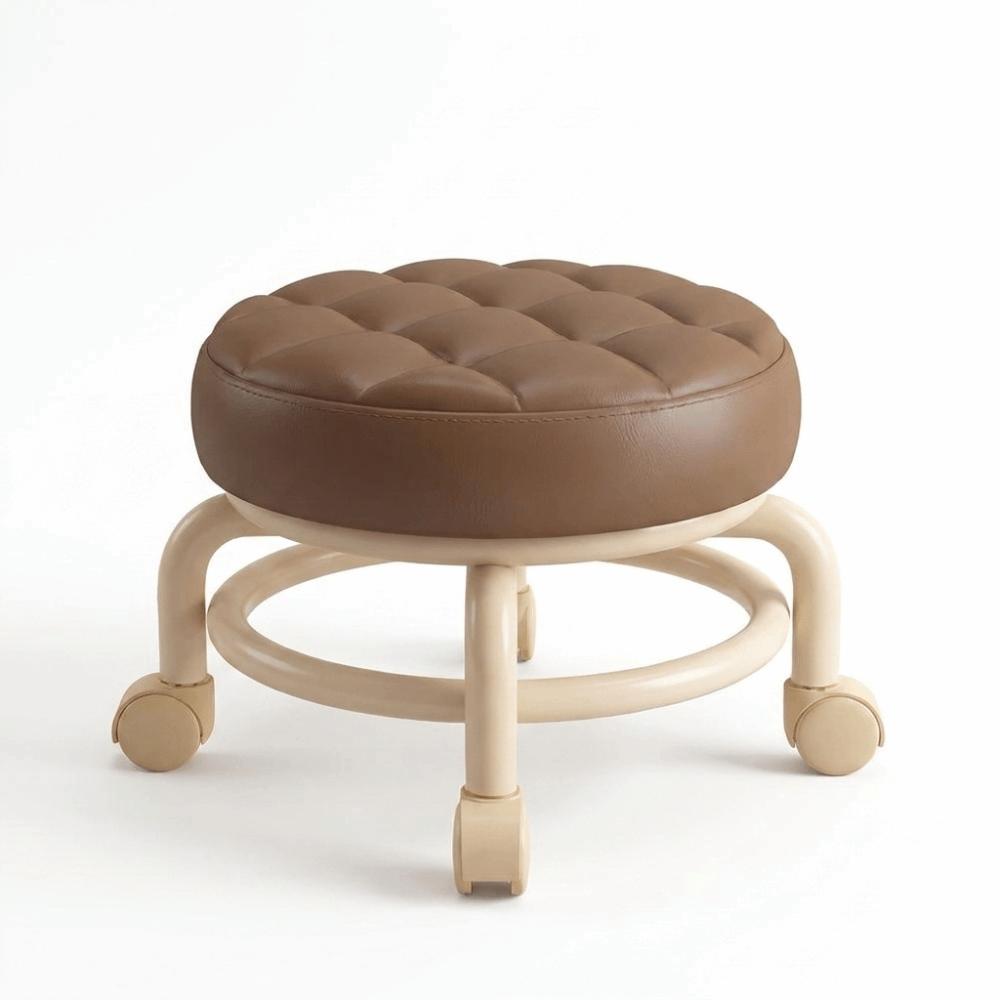 Round Shape Sliding Wheel Stool Universal Wheel Multifunctional Stool Indoor Movement кофейный