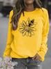 Sunflower Print Round Neck Women's Hoodie