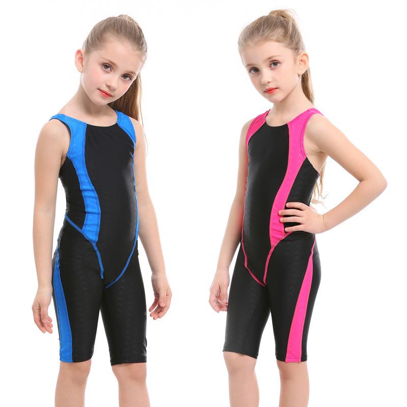 

Girls Cute One-Piece Swimsuit for Kids Swim Training XS чорний/небо синє кольору