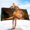 Soft Multipurpose Towel African Animal Lion, Bathroom Beach Towel Sand Proof Swimming Bath Pool Towel for Home Swim Spa Gym