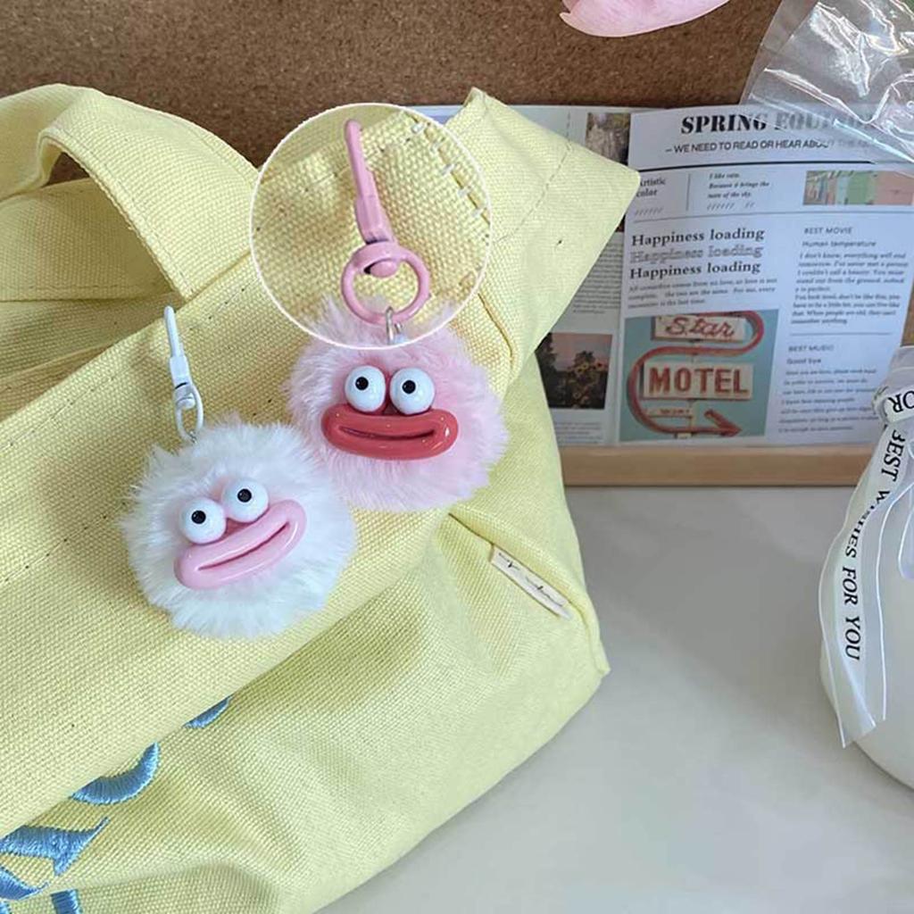 Eye Catching Keychain Colorful Sausage Mouth Pendant Keyring Furry Ball Key Chain Portable Keyrings Accessory for Women