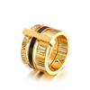 Anello con numeri romani a tre strati per donna, anelli di cristallo girevoli in acciaio inossidabile di lusso, gioielli alla moda per matrimonio femminile
