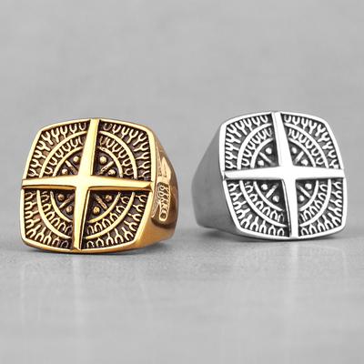 Nordischer Navigationskompass Edelstahl Herrenringe Hyperbel für Männlichen Freund Biker Schmuck Kreativität Geschenk