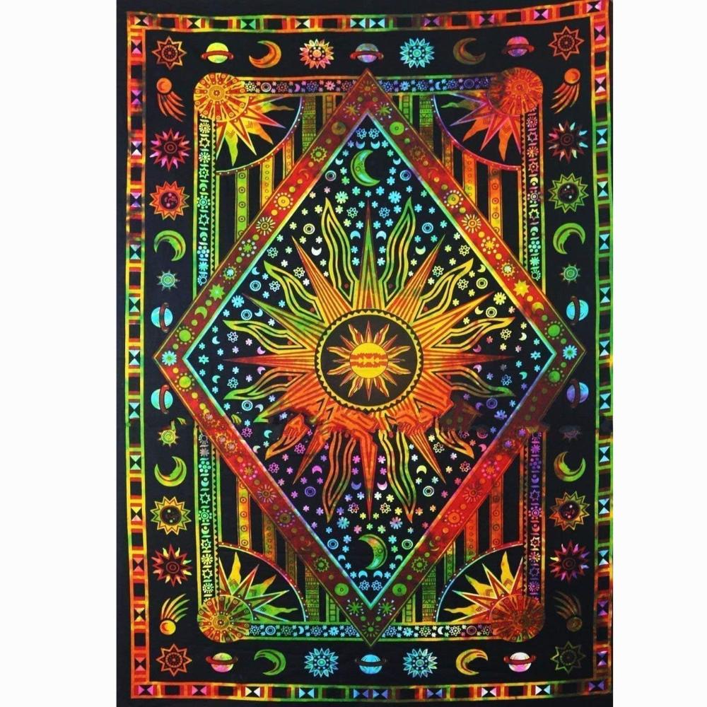 

Bless International Handmade Индийский хиппи Богемный Психоделический Небесный Солнце Луна Настенный декор Постельное белье Гобелен (Оранжевый Мульти) Poster