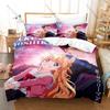Cool Fantasy Bishoujo Magic Elf Warrior Anime Girls HD Print Bedding Set Duvet Cover + 2 Pillowcases Polyester Teen Otaku Room D
