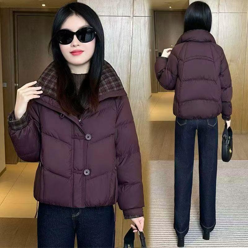 

Women s Elegant Stand Collar Slimming Winter Jacket 2025 - Short, Petite, Thickened Down Cotton. M [80-105]