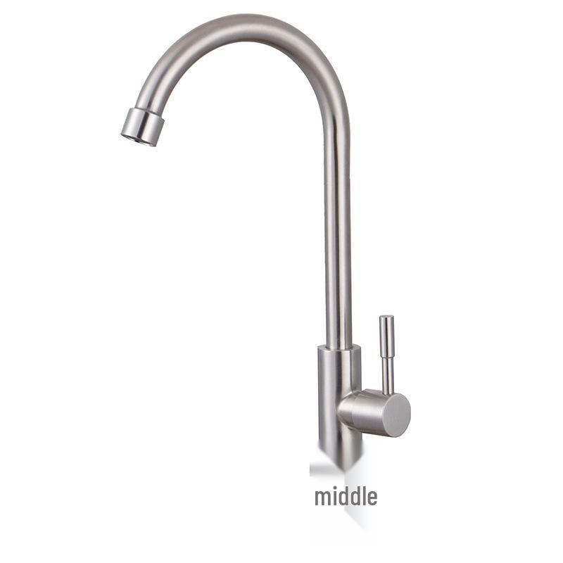 Vertical Stainless Steel Single Cold Kitchen Faucet for Wash Basin