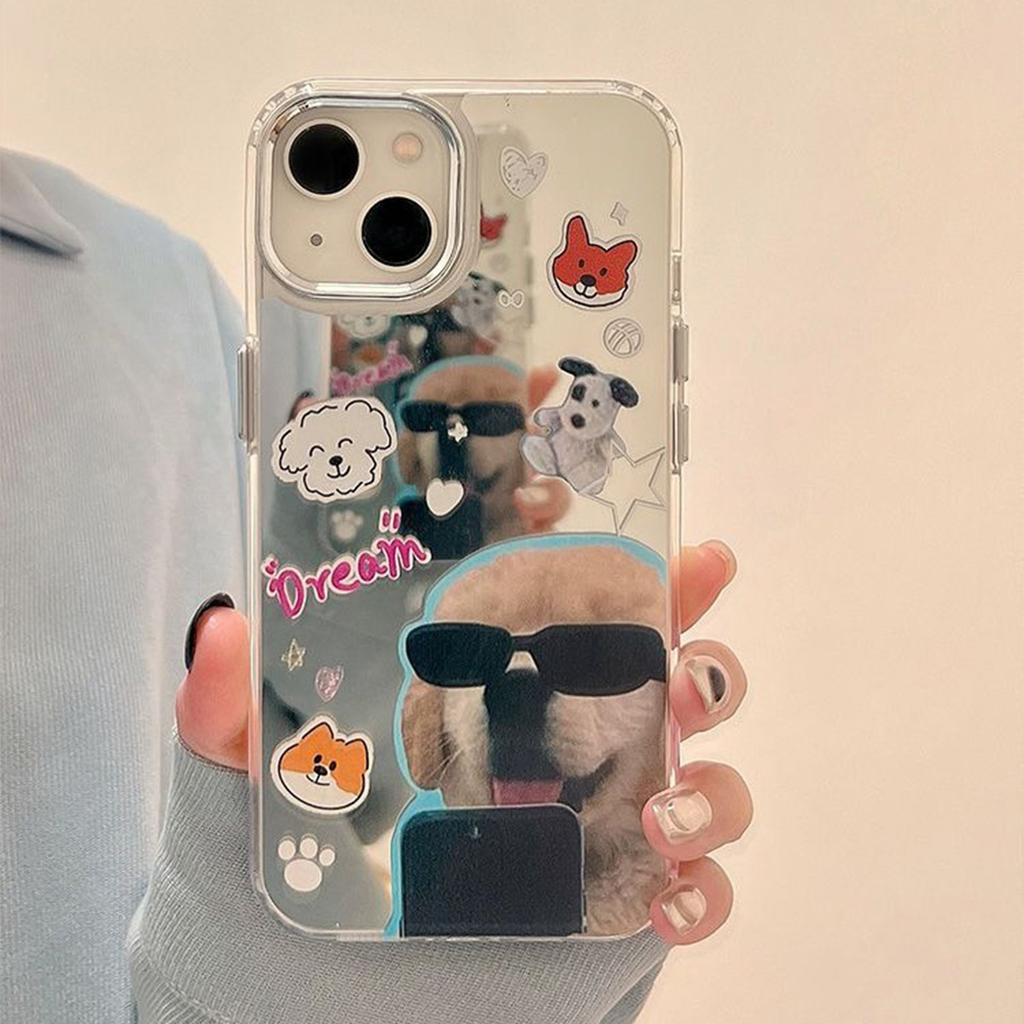 For Huawei Summer Acrylic Mirror Case Ultra-Thin Case Lanyard Mirror Phone Case Stand Cartoon Style