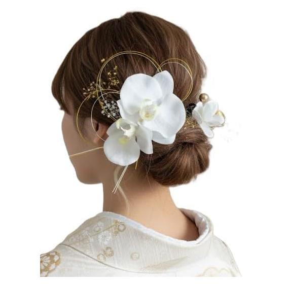Japanese Orchid Hair Accessory for Coming-of-Age Ceremony, Furisode, Graduation, Kimono, Wedding, Shichi-Go-San, Pre-wedding Photoshoot, Post-wedding