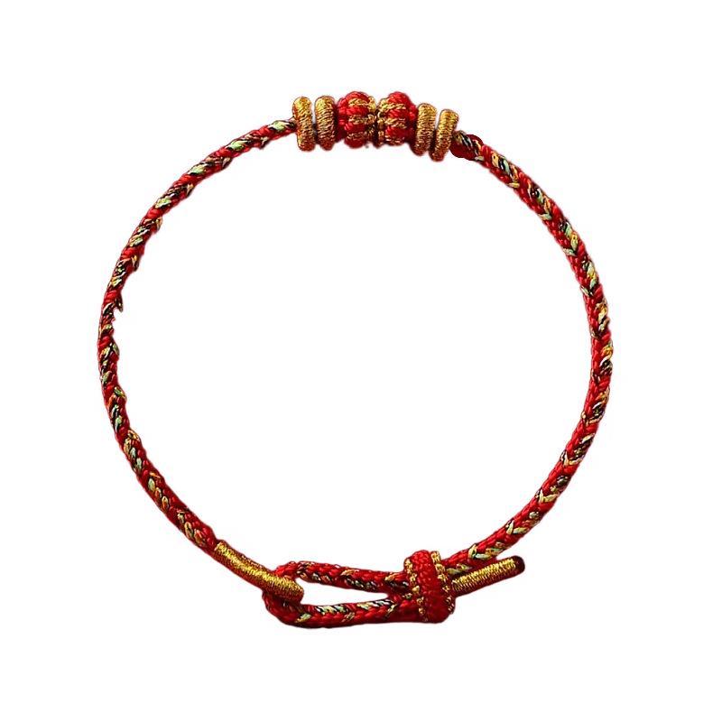 Wutai Mountain Tai Sui Red Rope Bracelet for Women - Handmade 2026 Birth Year Lantern Knot with Eight Guardian Deities