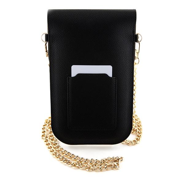 Hello Kitty Hkowbpghdlmk Handbag Black/Black Leather Metal Logo Chain