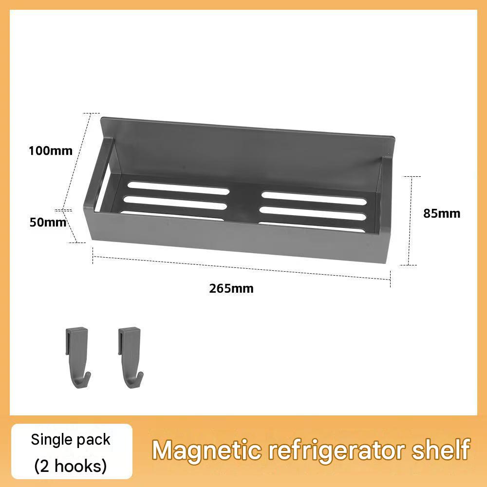 Magnetic Refrigerator Side Organizer No Drill Wall Mount Storage Rack for Kitchen Bathroom Movable Multifunctional Shelf