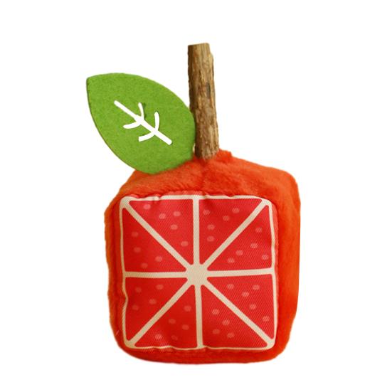 

Pet Toy Loud Paper Design Interactive Catnip Built-In Fruit Cube Shape Bite-Resistant Pet Plush Chew Toy