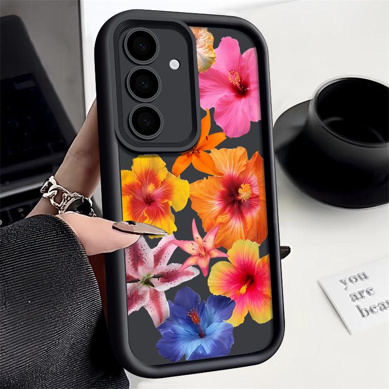 Hülle mit Blumendruck für Samsung S25 Ultra S24 FE S23 S22 A56 A36 A16 A15 A55 A35 TPU Weich Matt Stoßfest Handyhülle