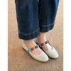 Sheepskin model~ genuine leather retro shallow mouth word with ballet single shoes women's flat commuting Mary Jane small leather shoes