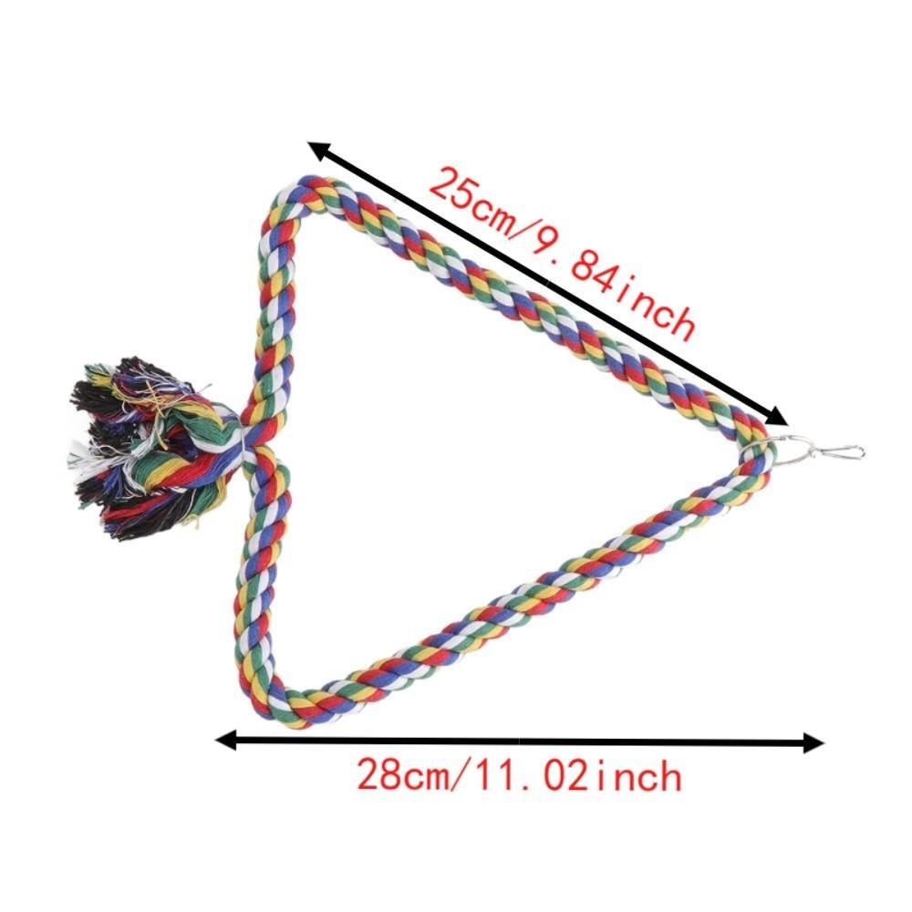 Chewing Design Rope Perch Stand Triangular Shape Colorful Parrot Toy Bird Swing Toy  For Parakeets