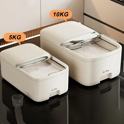 Household Rice Bucket Plastic Insect-proof Grains and Cereals Storage Box Push-pull Rice Jar Large Capacity 5KG10KG Food Grade