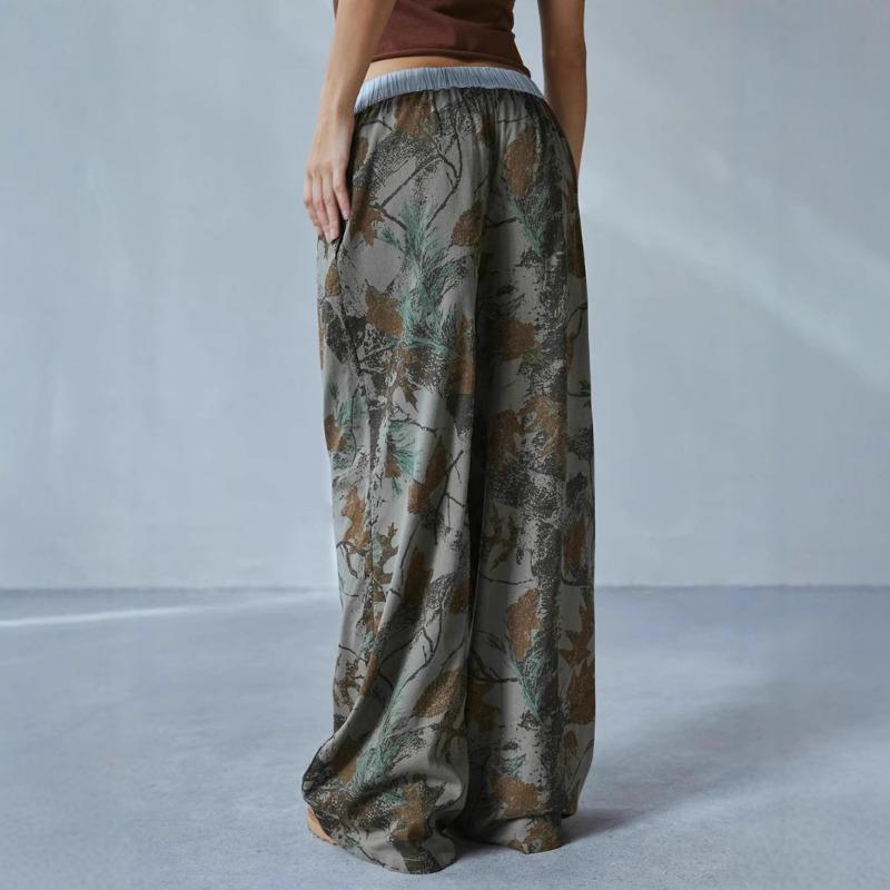 Women's Spring and Summer New Loose Casual Camouflage Wide-leg Trousers