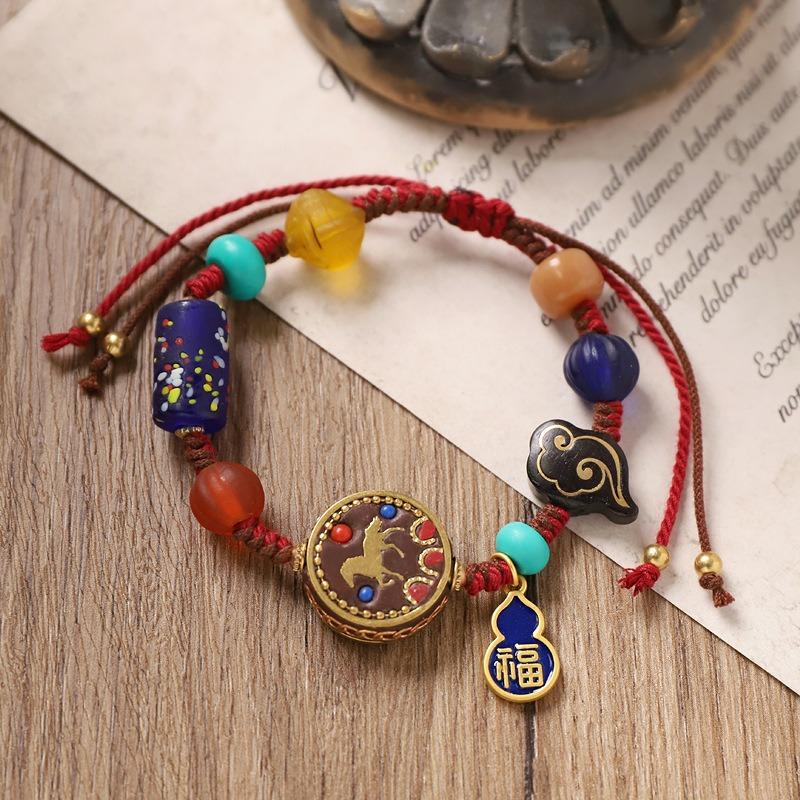 Retro hand-woven bracelet Tibetan dzi bead bracelet niche design men's and women's hand rope accessories