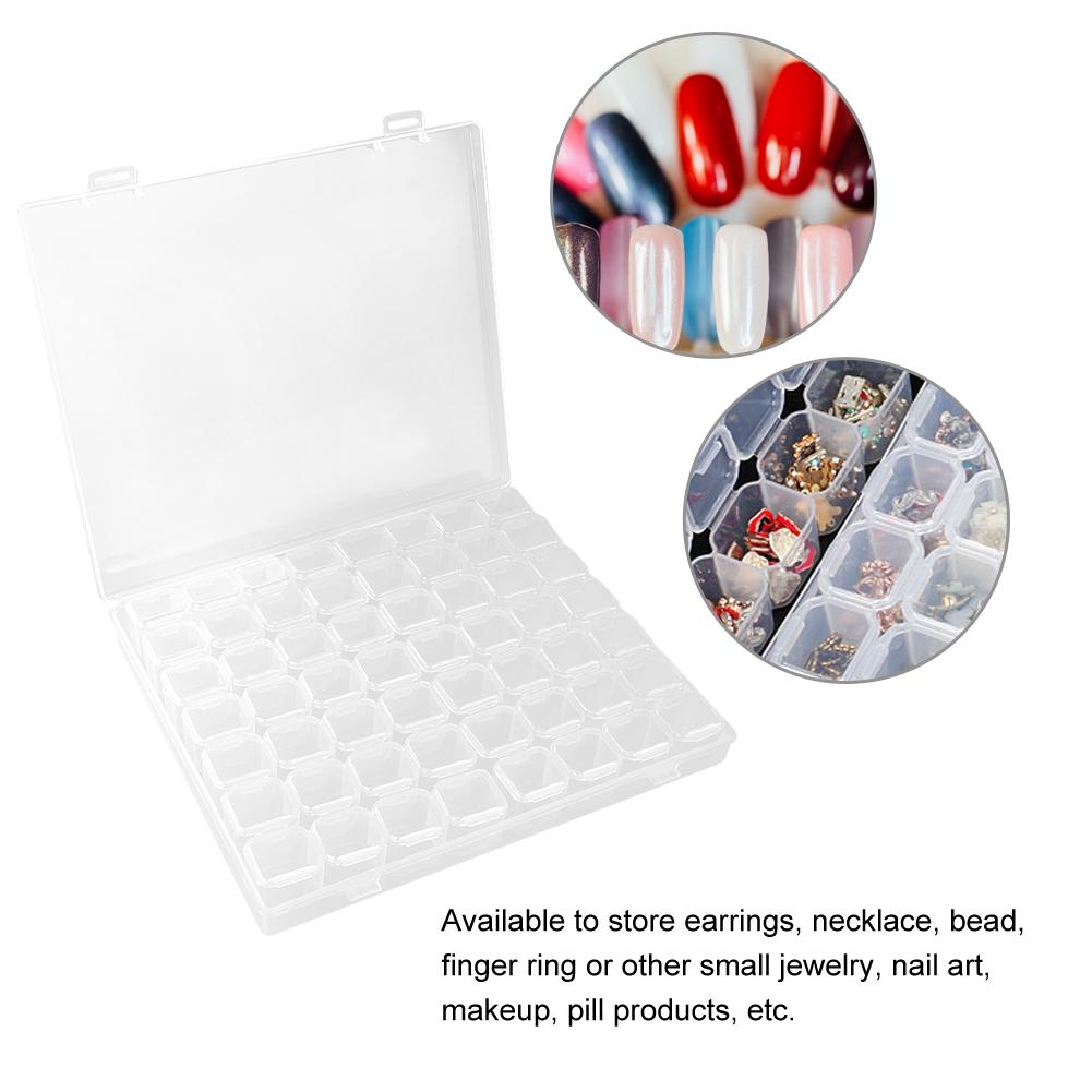 56 Slots Plastic Nail Art Accessory Decorations Jewelry Rhinestone Storage Organizer Box