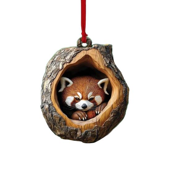 Forest Animal Christmas Ornament 2D Acrylic Owl Raccoon Koala Squirrel Xmas Tree Hanging Decoration for Tree Home Party Decor