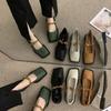 Metallkette quadratischer Kopf Retro Slipper einzelne Damen Herbst 2025 neue britische vielseitige Mary Jane kleine Lederschuhe Damen