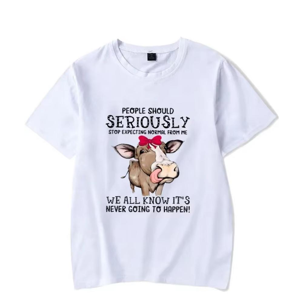 Herren T-Shirt Kuh Leute Sollten Ernsthaft Aufhören Normales Von Mir Zu Erwarten Lustiges T-Shirt Grafik-Shirts Übergroß Herren Damen T-Shirt