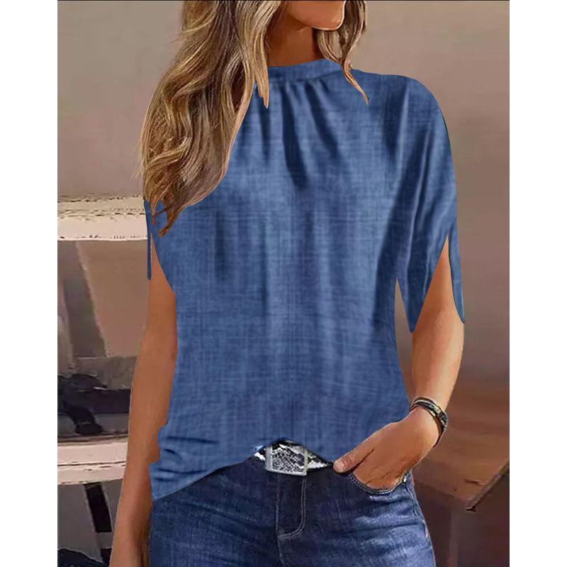 

Casual round Neck Regular Pullover Print Shirts Shirt Women Denim Blue XL