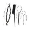 4-piece hair tray, hair straightener, comb, hair styling tool kit, braided doughnut, hair care accessories.
